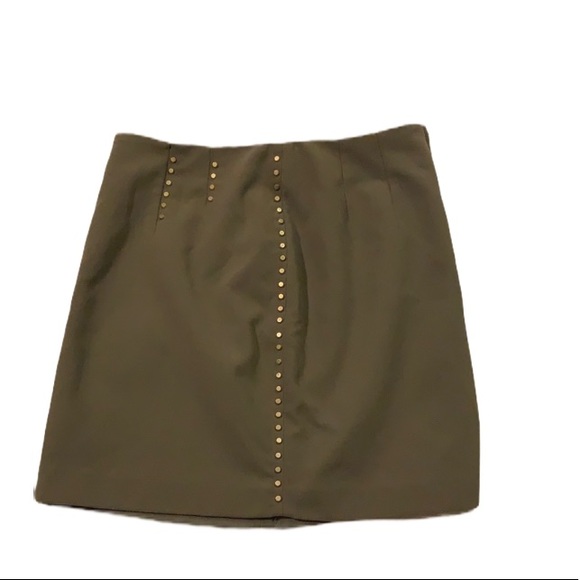 H&M!! NWOT Army Green Gold Studded Skirt! - Picture 3 of 3